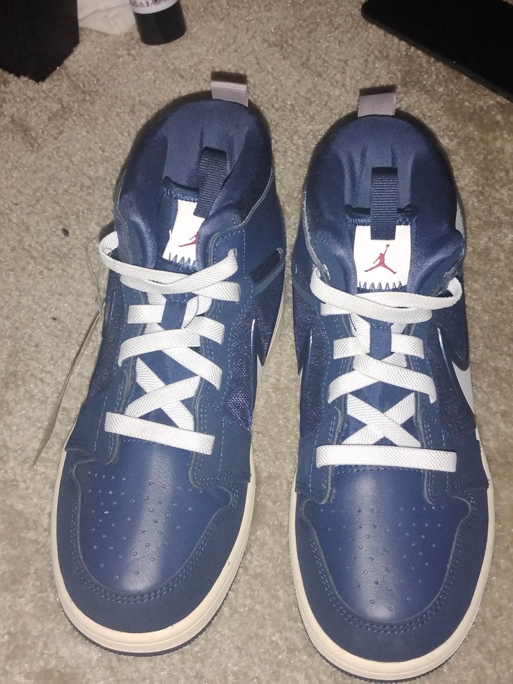 Jordan Boys Navy and White High-Top Sneakers